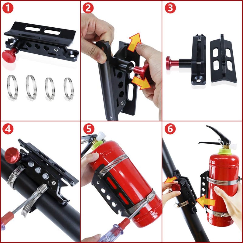 MFC Roll Bar Aluminum Fire Extinguisher Mount Kit Compatible with for Jeep Wrangler TJ JK JKU JL Gladiator JT UTV Polaris RZR Ranger - Image 5